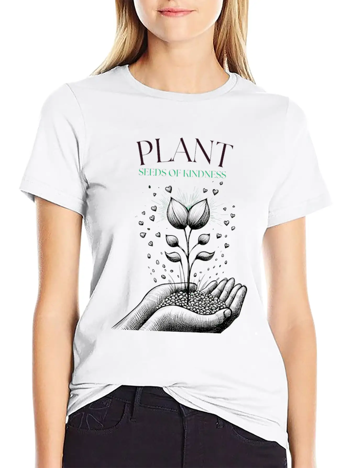 Plant Seeds Of Kindness Unisex Short Sleeve Soft Cotton T-Shirt – Casual Everyday Wear