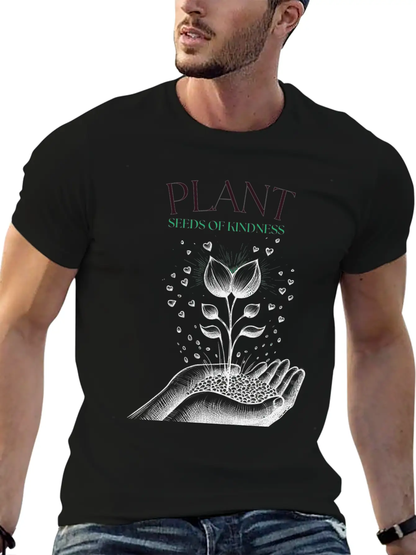 Plant Seeds Of Kindness Unisex Short Sleeve Soft Cotton T-Shirt – Casual Everyday Wear