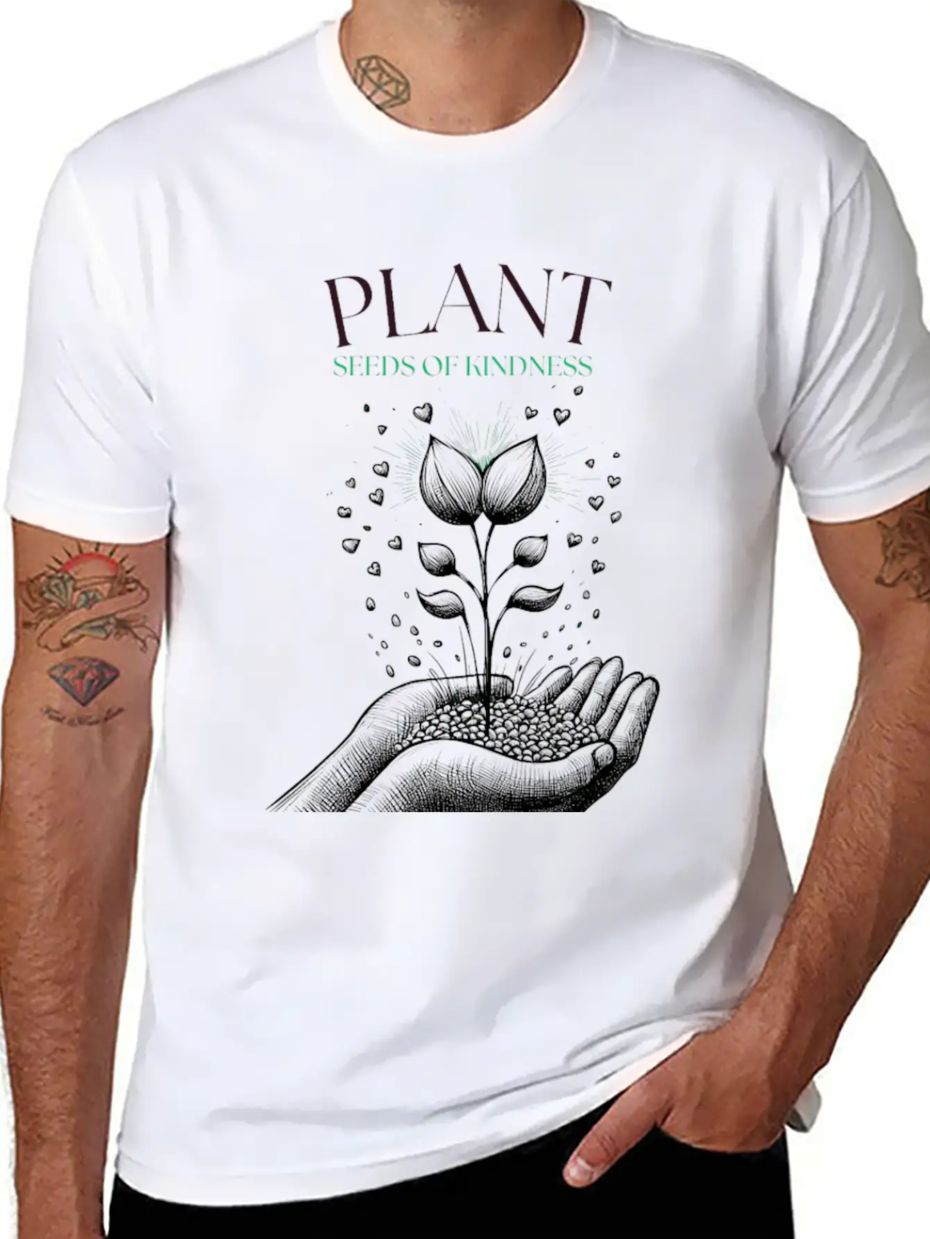 Plant Seeds Of Kindness Unisex Short Sleeve Soft Cotton T-Shirt – Casual Everyday Wear