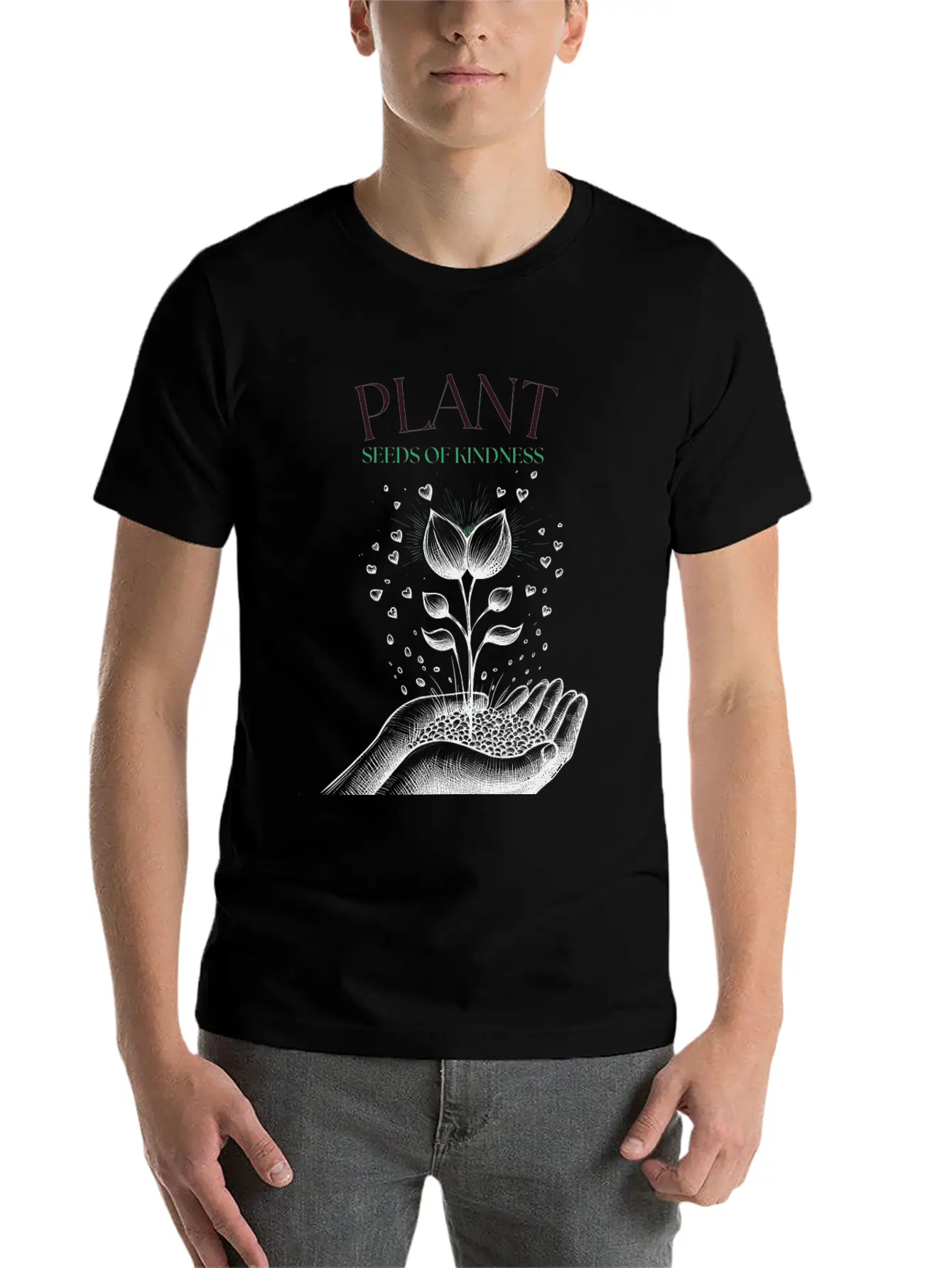 Plant Seeds Of Kindness Unisex Short Sleeve Soft Cotton T-Shirt – Casual Everyday Wear
