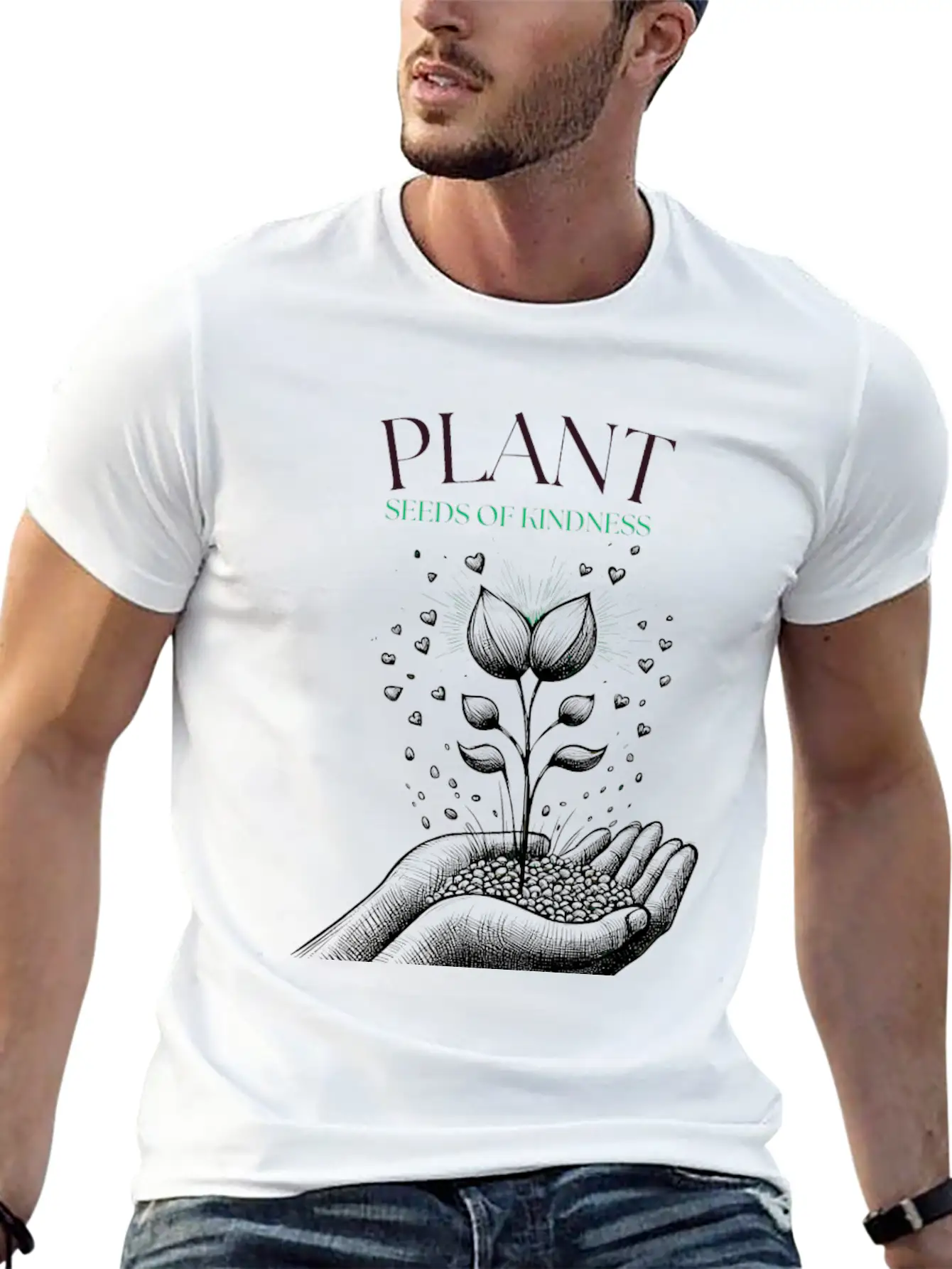 Plant Seeds Of Kindness Unisex Short Sleeve Soft Cotton T-Shirt – Casual Everyday Wear