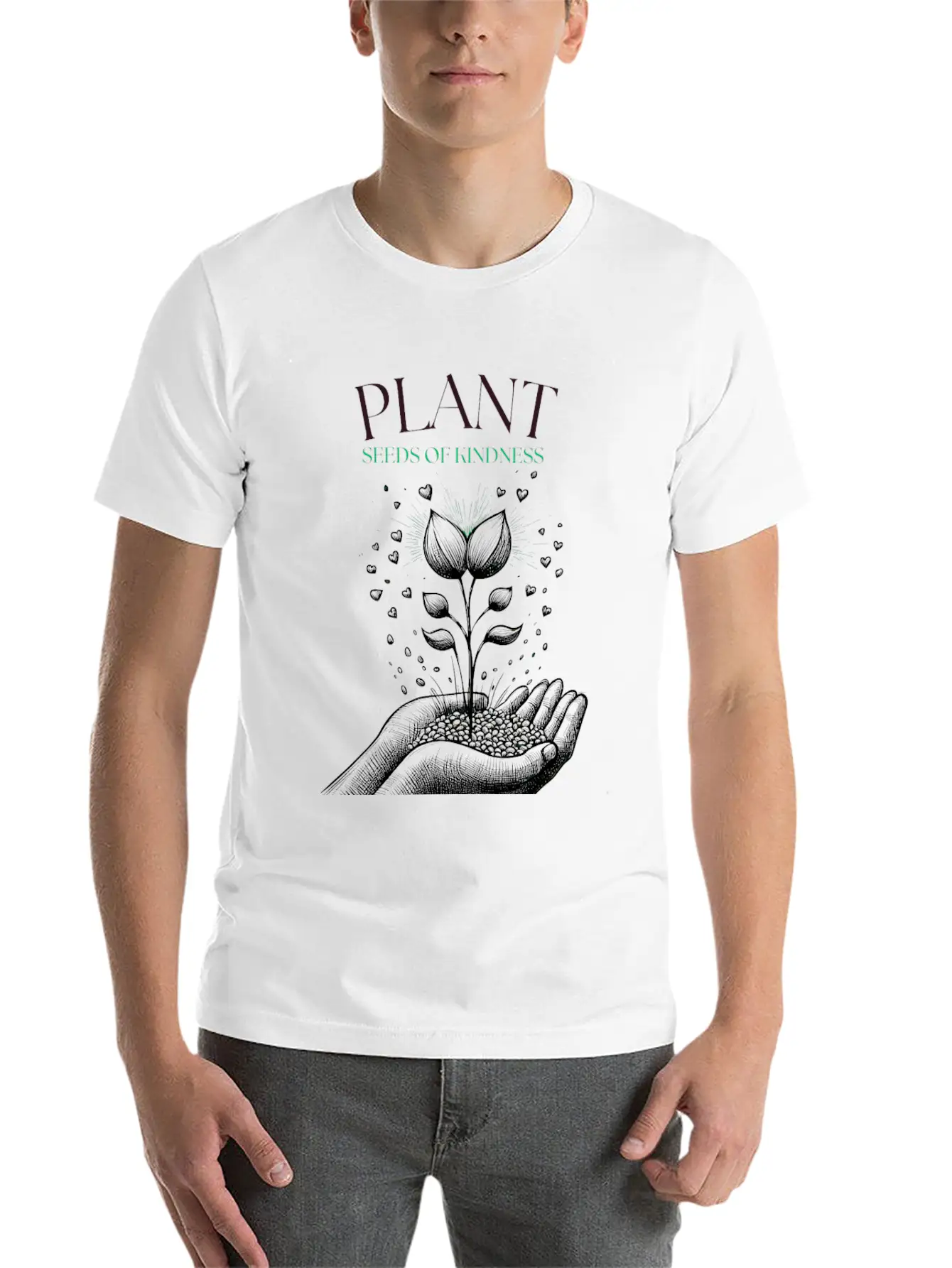 Plant Seeds Of Kindness Unisex Short Sleeve Soft Cotton T-Shirt – Casual Everyday Wear