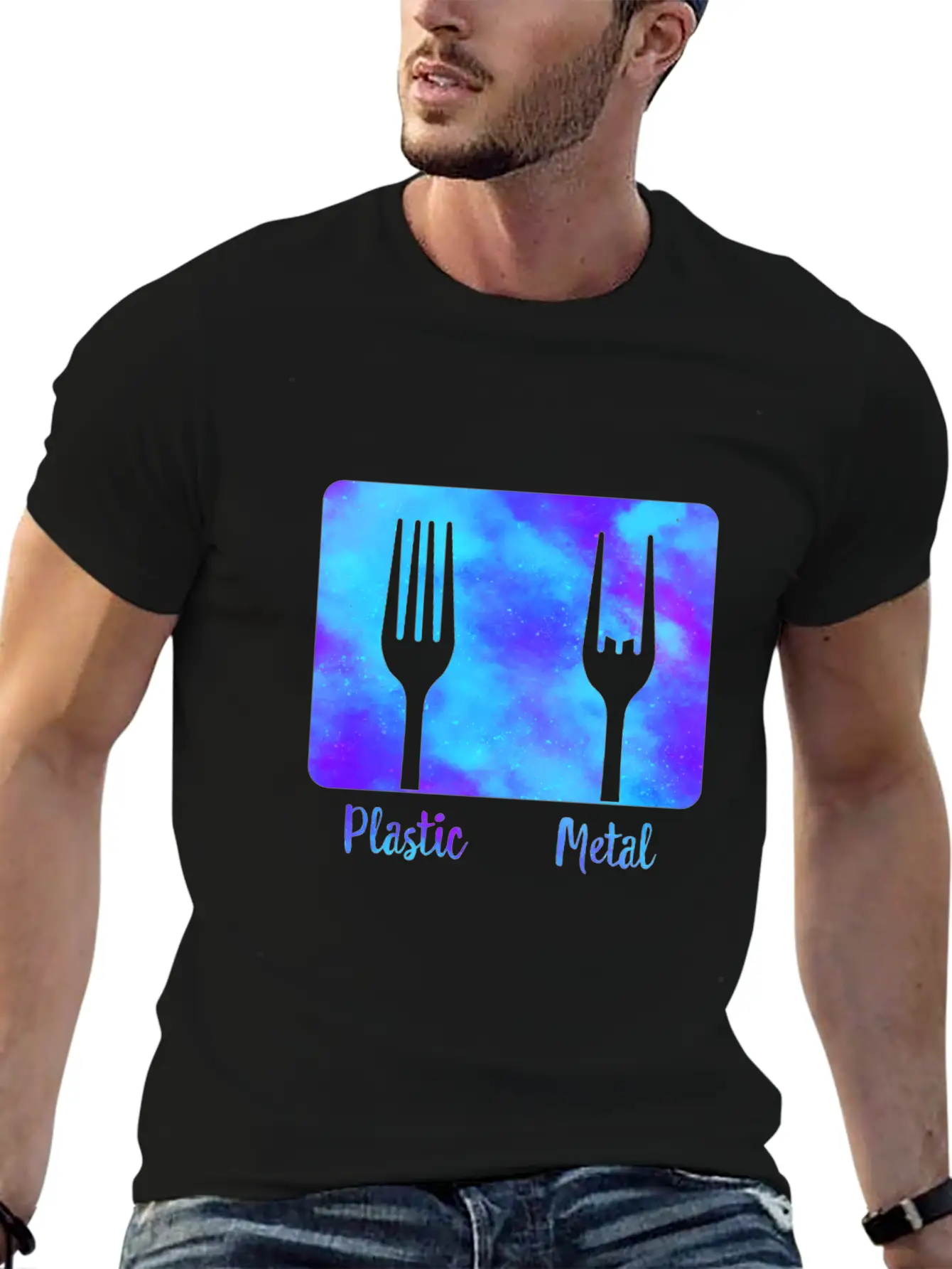 Plastic Fork Metal Fork Fun Shirt, Metal Music Stylish Everyday T-Shirt – Unisex Basic Cotton Tee