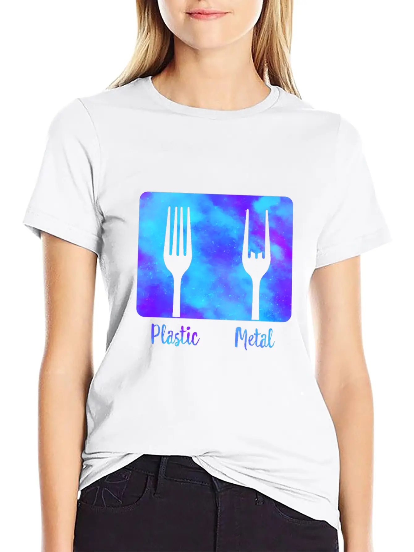 Plastic Fork Metal Fork Fun Shirt, Metal Music Stylish Everyday T-Shirt – Unisex Basic Cotton Tee