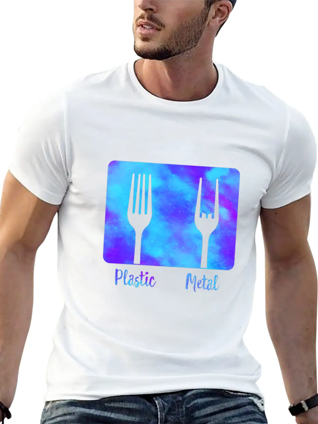 Plastic Fork Metal Fork Fun Shirt, Metal Music Stylish Everyday T-Shirt – Unisex Basic Cotton Tee