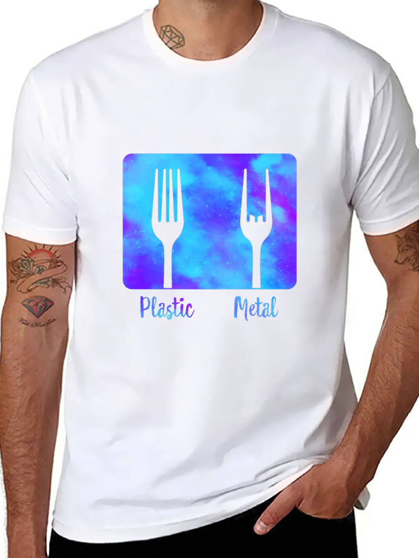 Plastic Fork Metal Fork Fun Shirt, Metal Music Stylish Everyday T-Shirt – Unisex Basic Cotton Tee