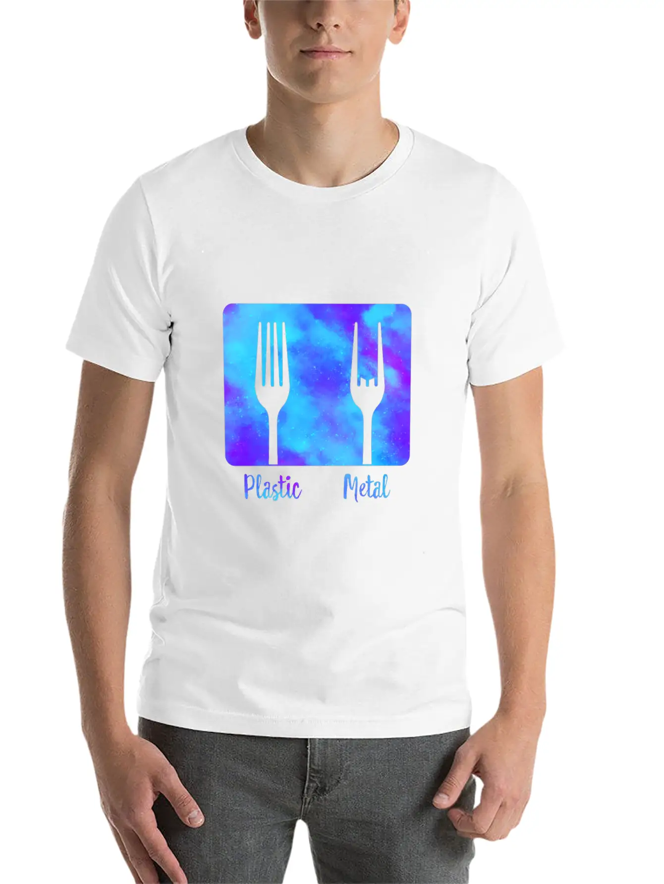 Plastic Fork Metal Fork Fun Shirt, Metal Music Stylish Everyday T-Shirt – Unisex Basic Cotton Tee