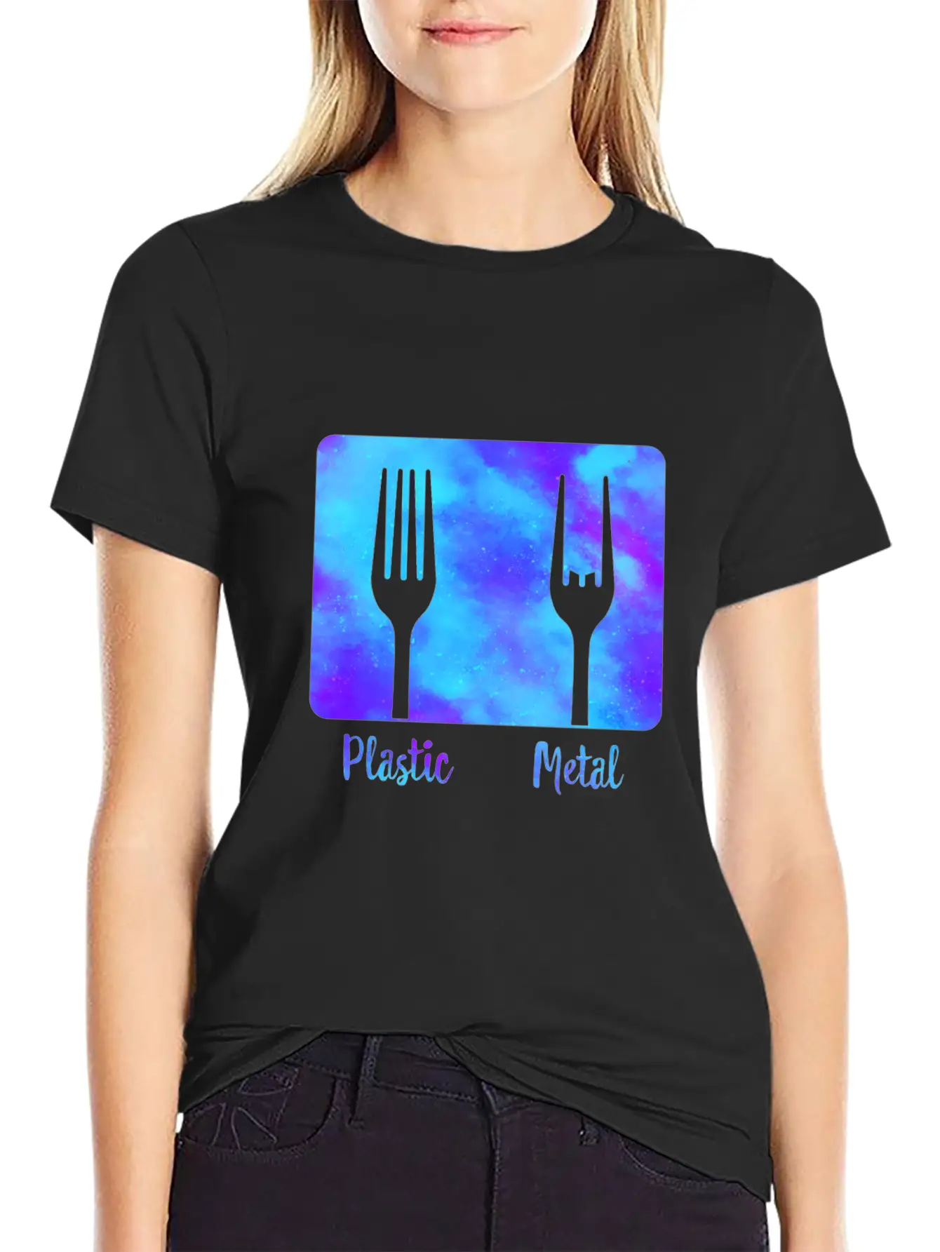 Plastic Fork Metal Fork Fun Shirt, Metal Music Stylish Everyday T-Shirt – Unisex Basic Cotton Tee