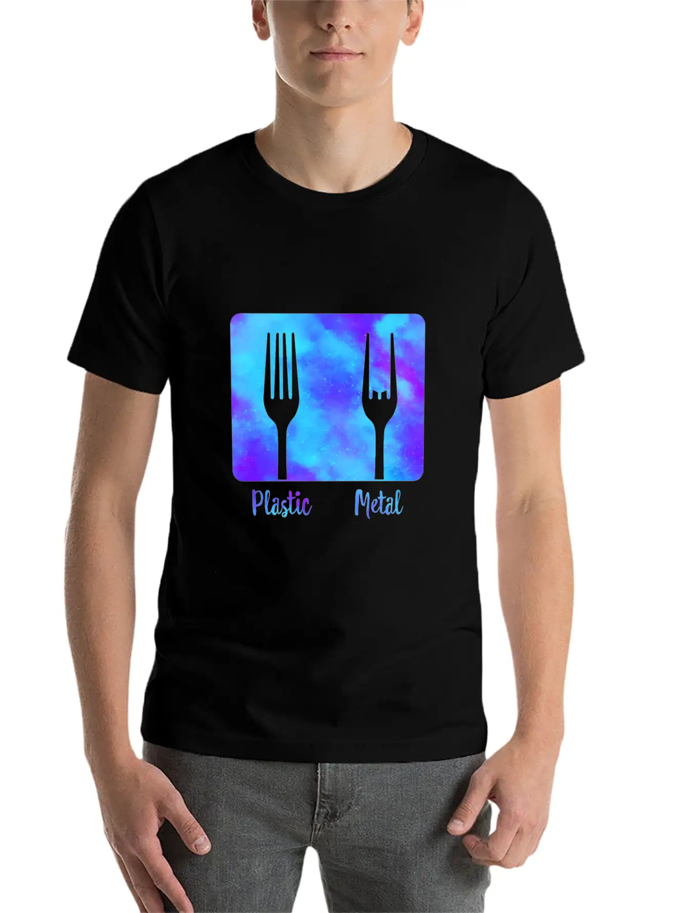 Plastic Fork Metal Fork Fun Shirt, Metal Music Stylish Everyday T-Shirt – Unisex Basic Cotton Tee