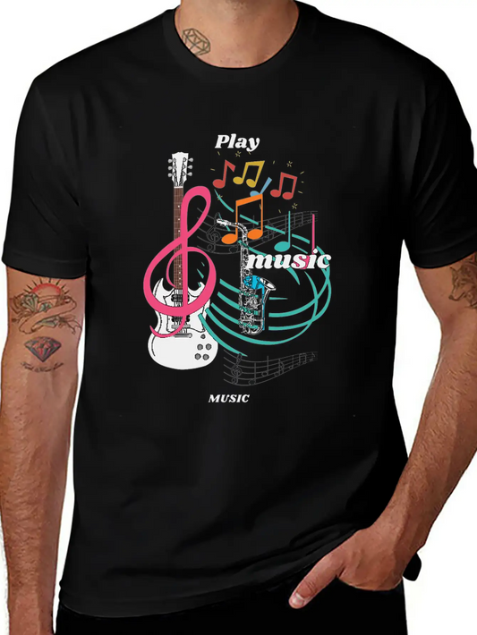 Play Music Comfortable Minimalist Graphic Tee – Summer Style Essential