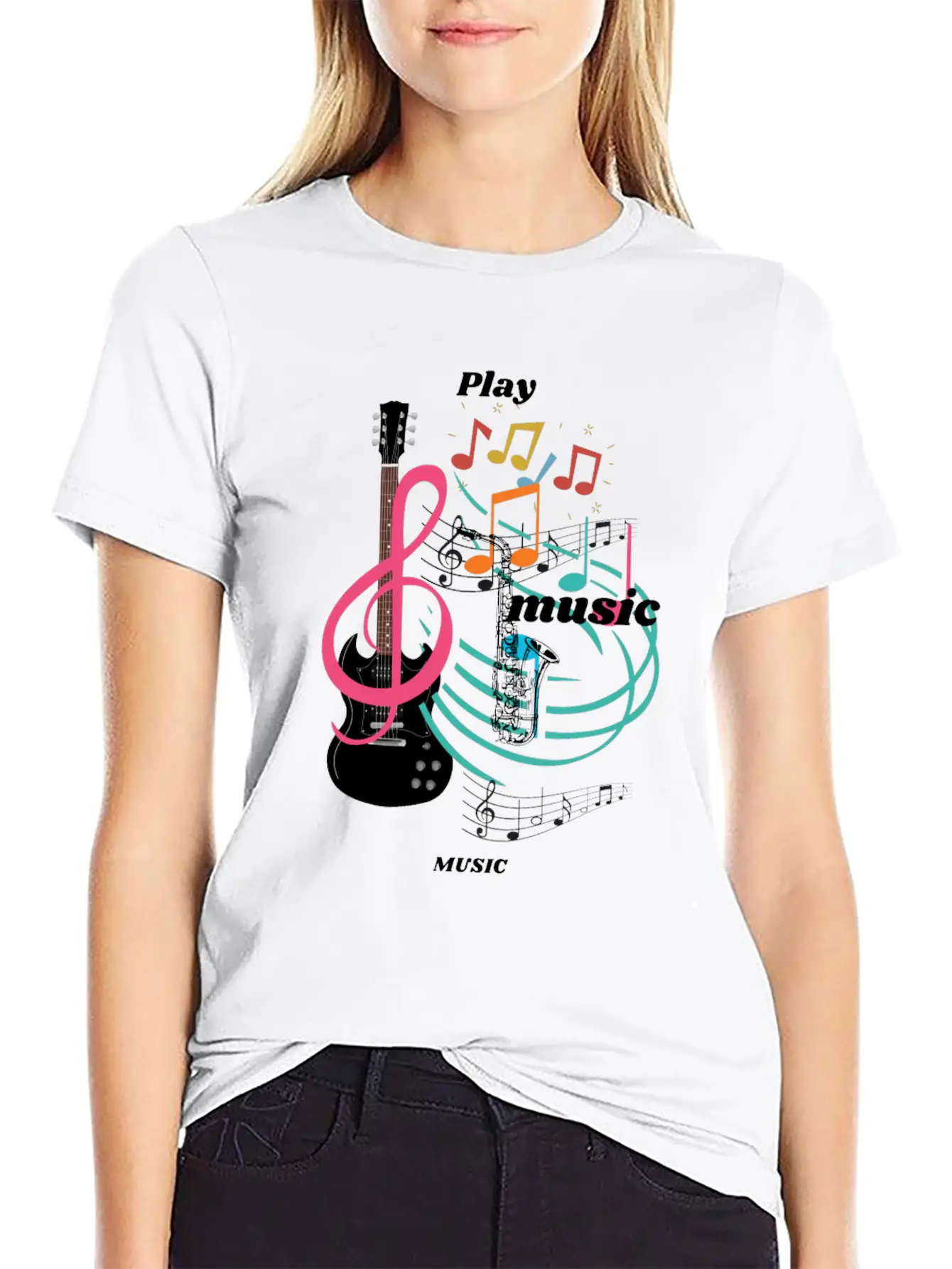 Play Music Comfortable Minimalist Graphic Tee – Summer Style Essential