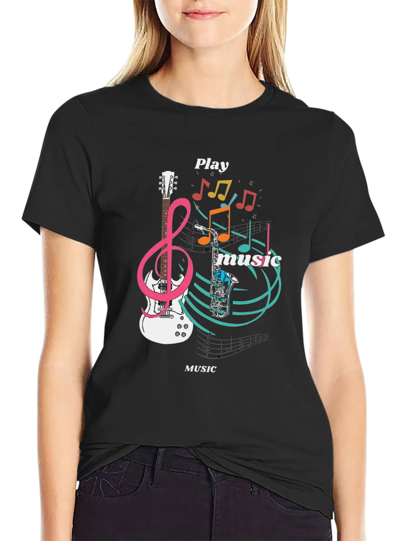 Play Music Comfortable Minimalist Graphic Tee – Summer Style Essential