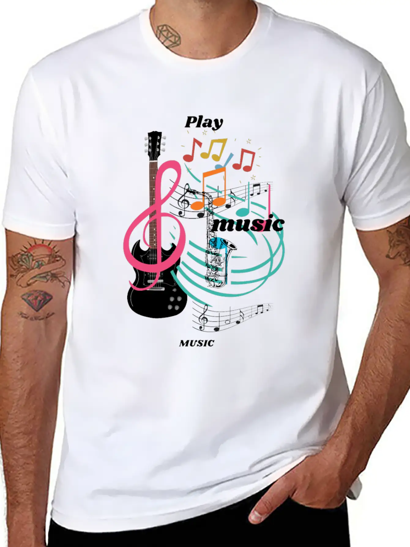 Play Music Comfortable Minimalist Graphic Tee – Summer Style Essential
