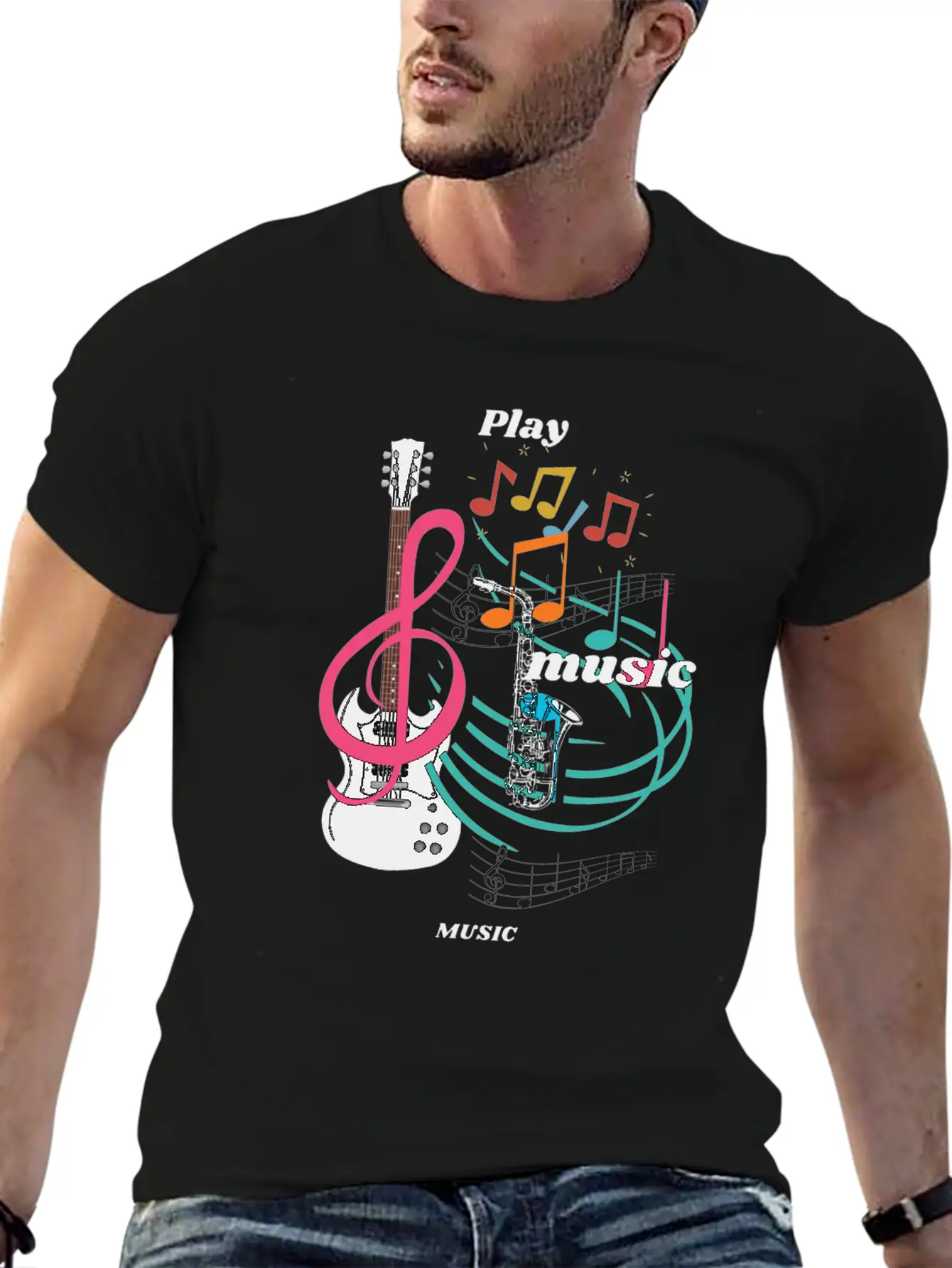 Play Music Comfortable Minimalist Graphic Tee – Summer Style Essential