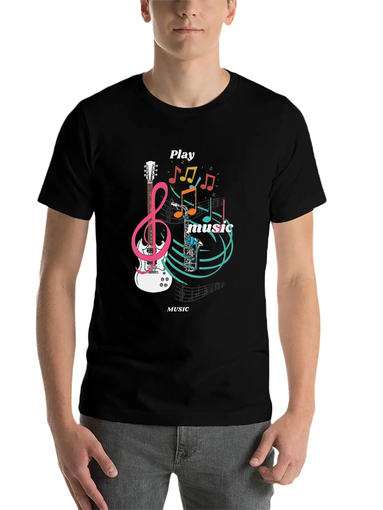 Play Music Comfortable Minimalist Graphic Tee – Summer Style Essential