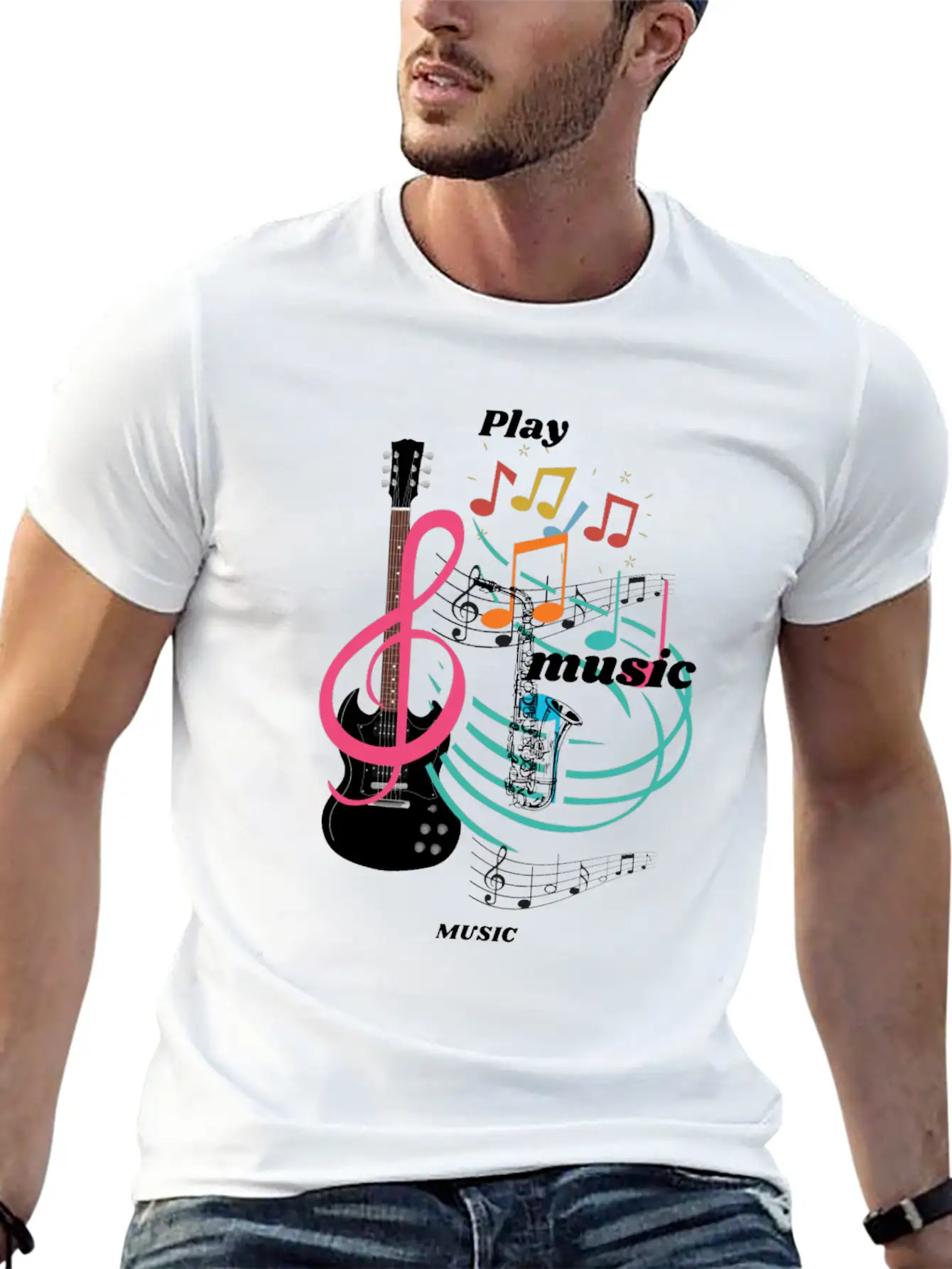 Play Music Comfortable Minimalist Graphic Tee – Summer Style Essential