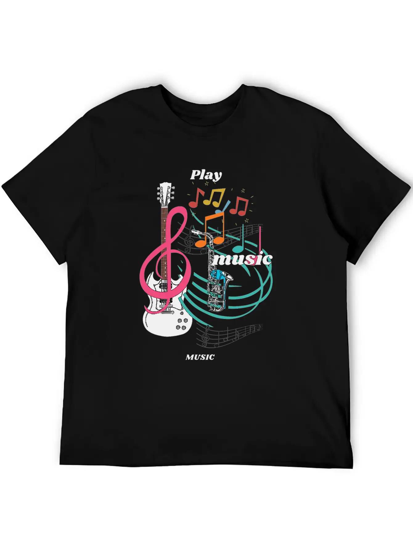 Play Music Comfortable Minimalist Graphic Tee – Summer Style Essential