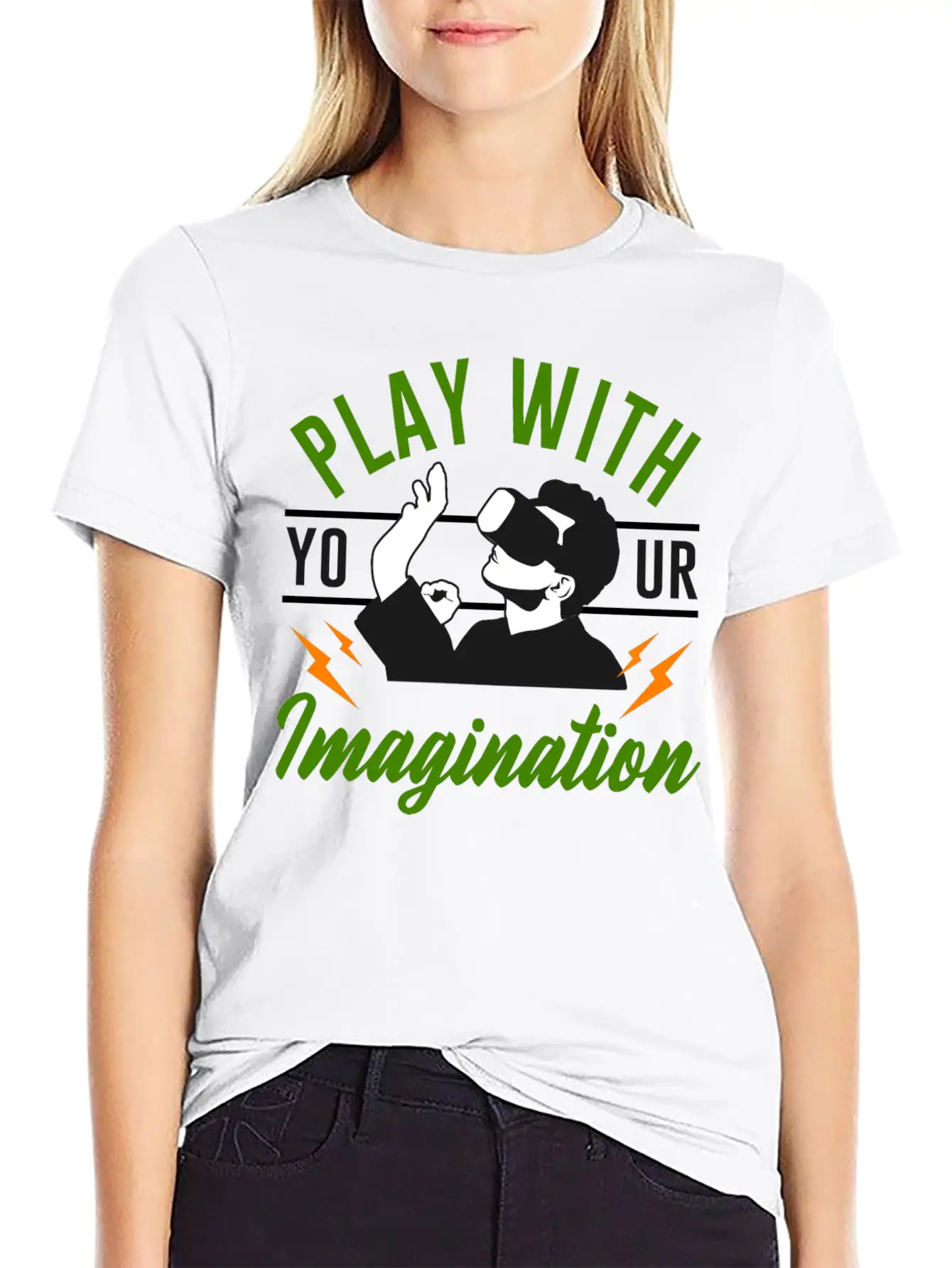 Play With Your Imagination Unisex Short Sleeve Soft Cotton T-Shirt – Casual Everyday Wear