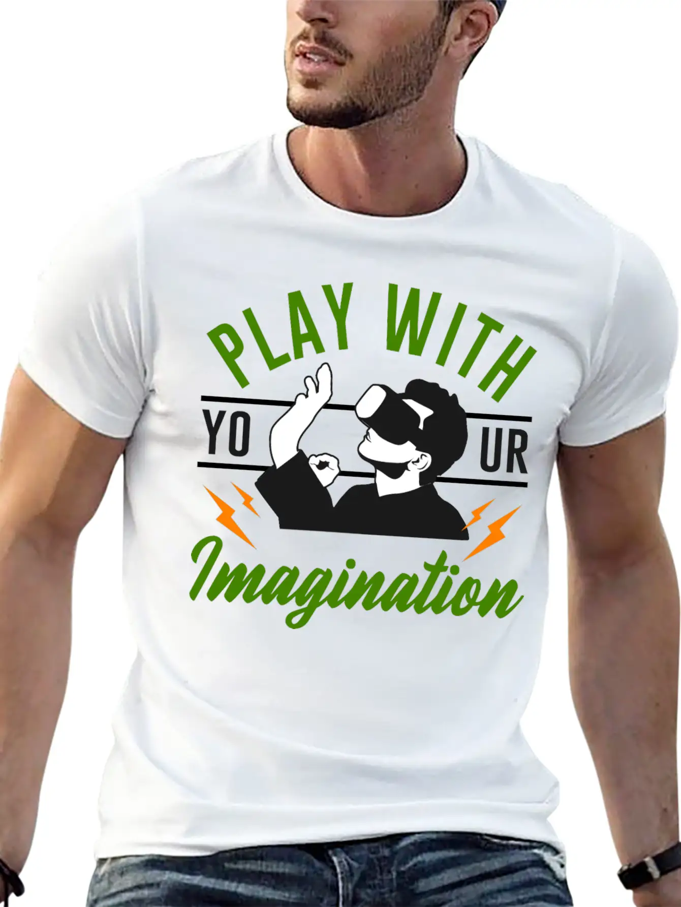 Play With Your Imagination Unisex Short Sleeve Soft Cotton T-Shirt – Casual Everyday Wear