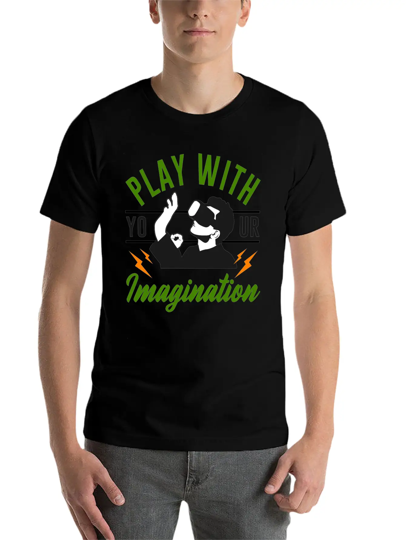 Play With Your Imagination Unisex Short Sleeve Soft Cotton T-Shirt – Casual Everyday Wear