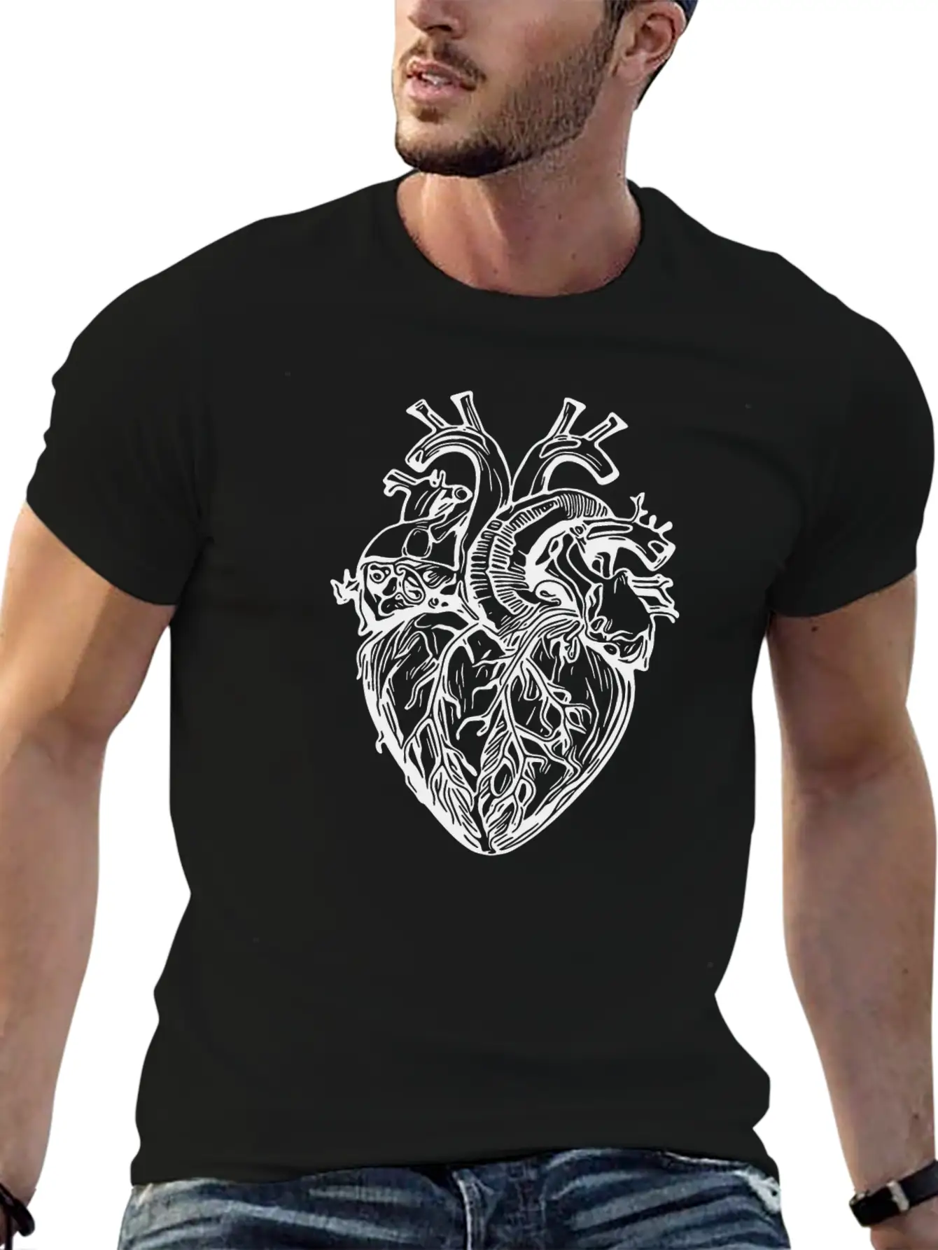 Playful Realistic Tattoo Shape Heart Unisex Casual T-Shirt – Clean Design For Daily Comfort