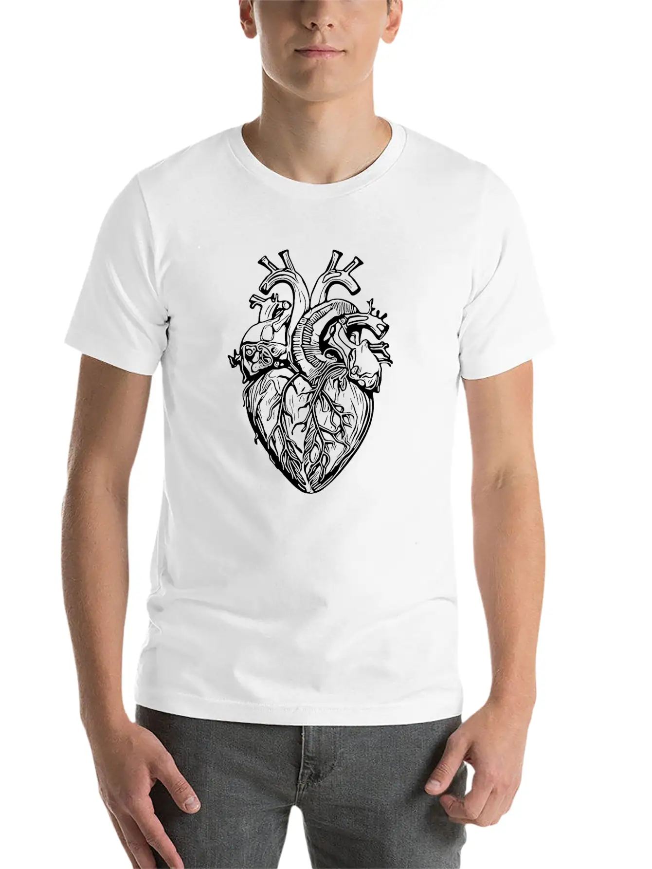 Playful Realistic Tattoo Shape Heart Unisex Short Sleeve Soft Cotton T-Shirt – Casual Everyday Wear