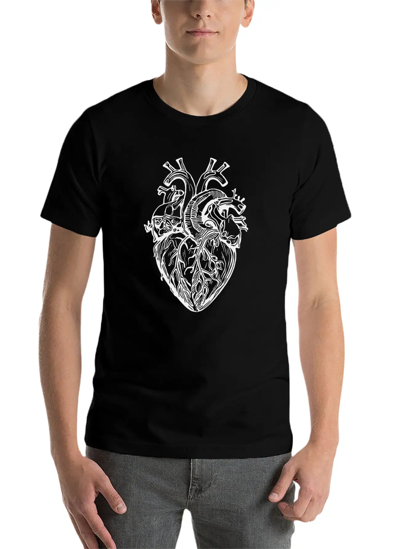 Playful Realistic Tattoo Shape Heart Unisex Short Sleeve Soft Cotton T-Shirt – Casual Everyday Wear