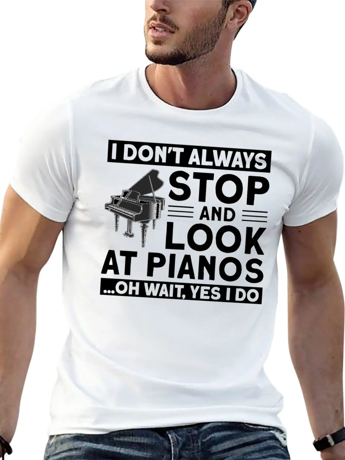 Playing Piano Pianist Piano Essential Unisex Summer Tee – Soft Cotton Casual Fit