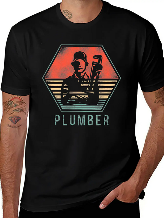 Plumbing Plumber Retro Vintage Unisex Short Sleeve Soft Cotton T-Shirt – Casual Everyday Wear