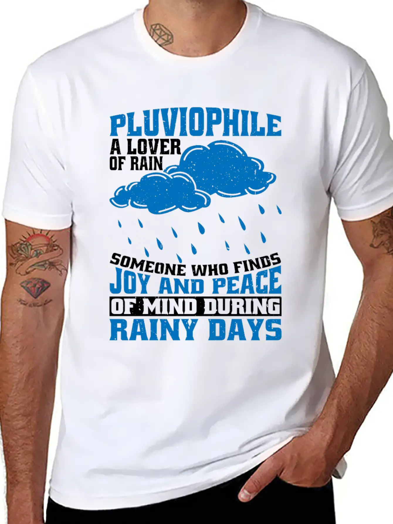 Pluviophile, A Lover Of Rain 5 Basic Graphic T-Shirt – Daily Comfort In Soft Cotton