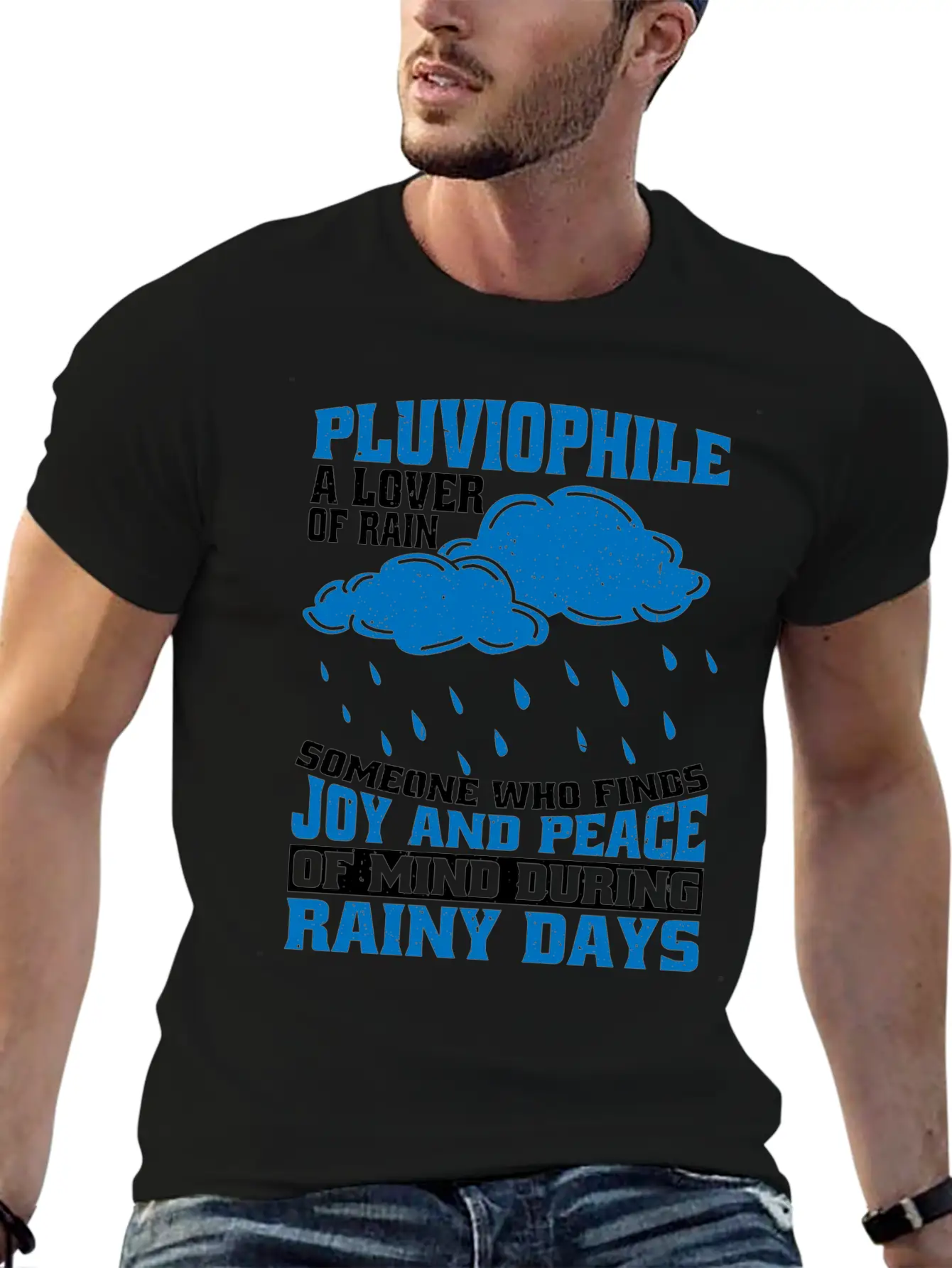 Pluviophile, A Lover Of Rain 5 Basic Graphic T-Shirt – Daily Comfort In Soft Cotton