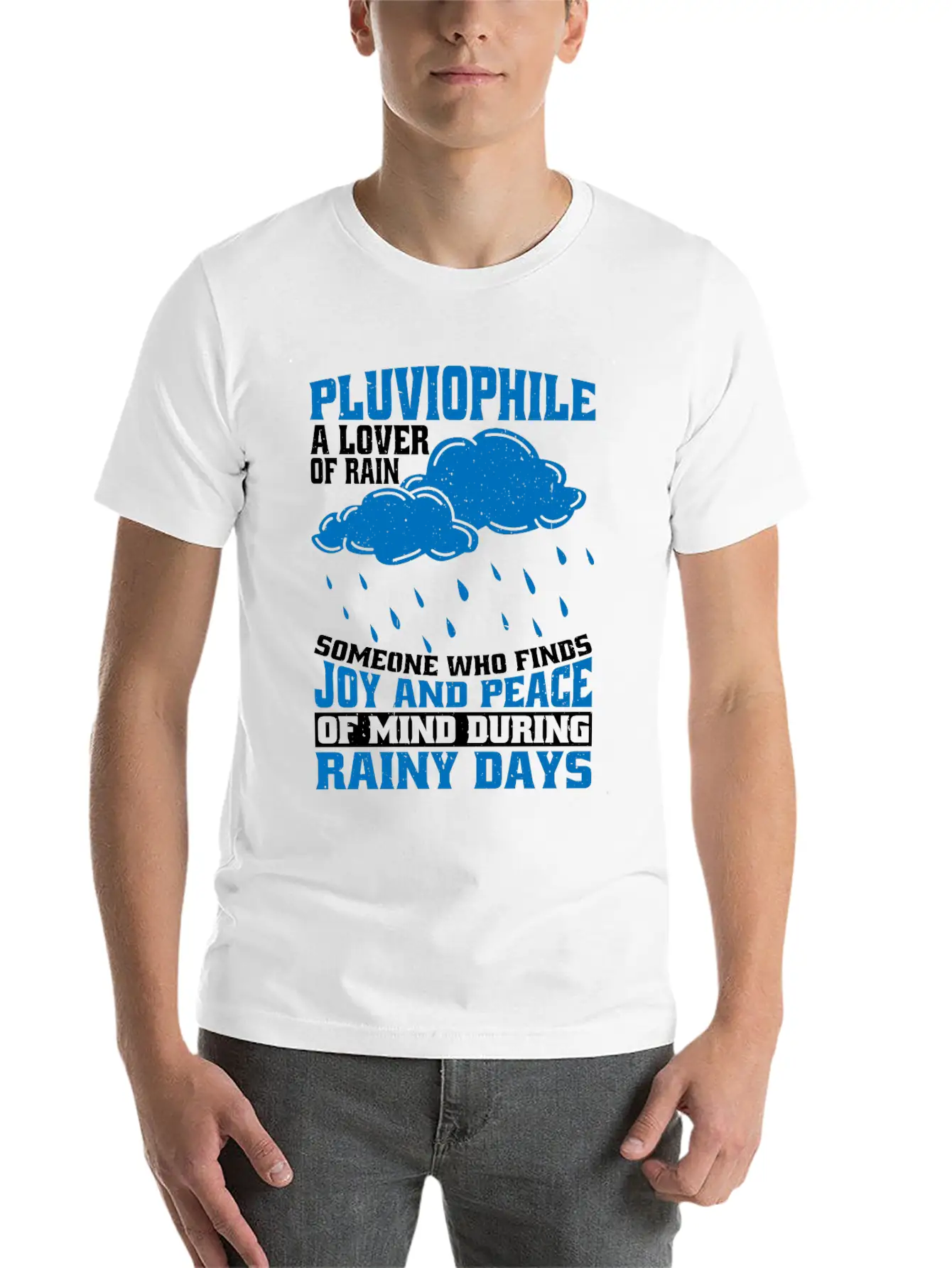 Pluviophile, A Lover Of Rain 5 Basic Graphic T-Shirt – Daily Comfort In Soft Cotton