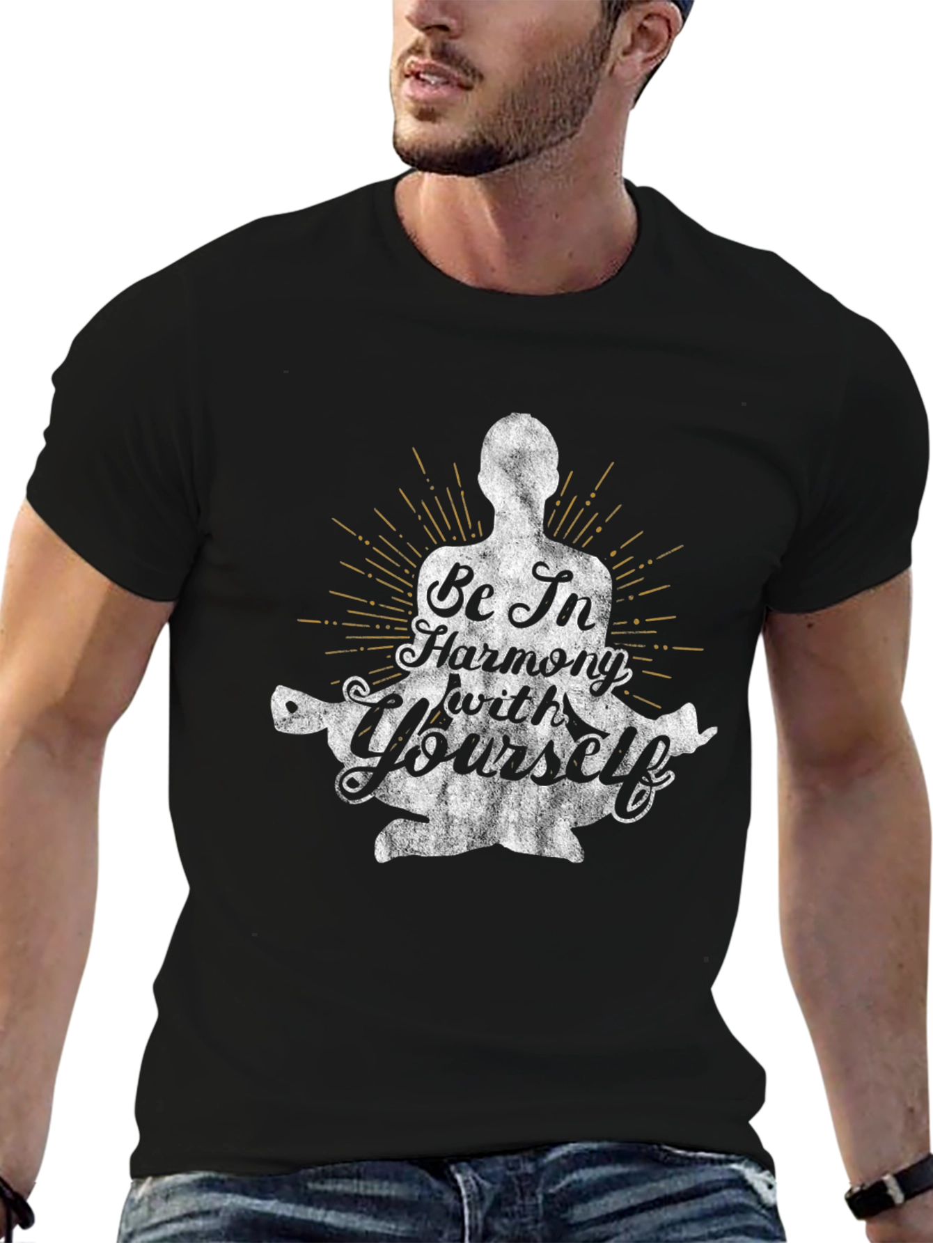Be In Harmony With Yourself Black Graphic Tee