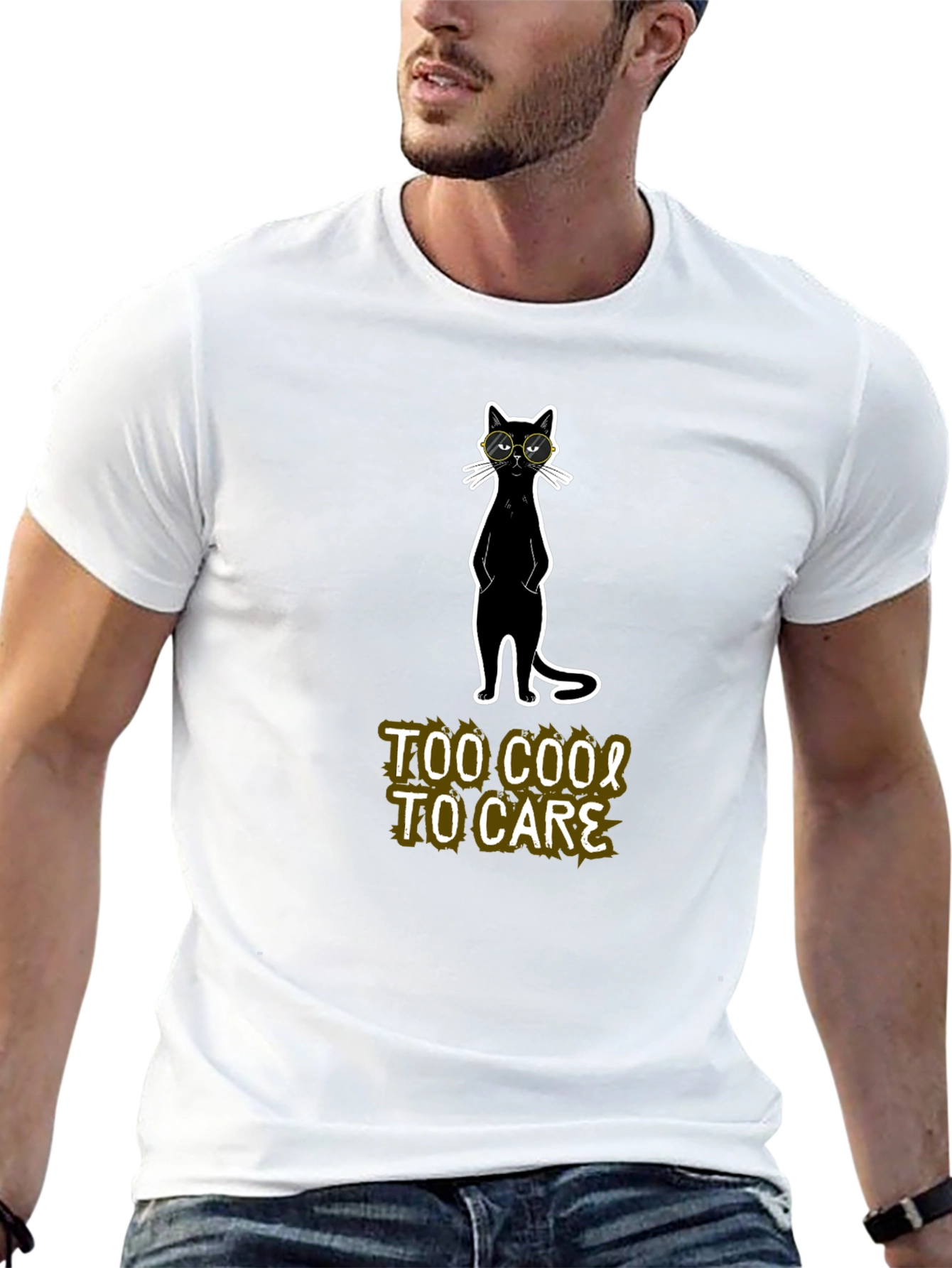 Cool Cat Graphic T-Shirt - Too Cool To Care