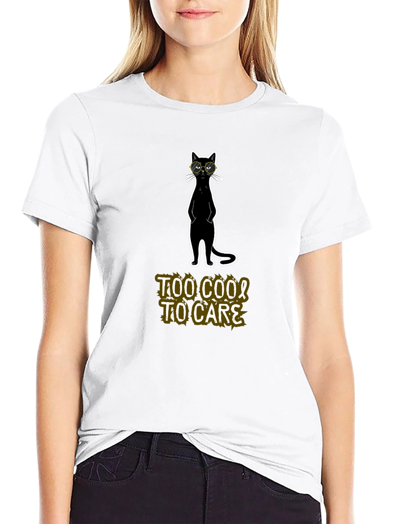 Cool Cat Graphic T-Shirt - Too Cool To Care