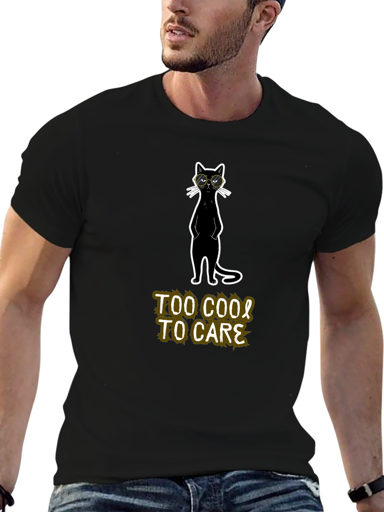Cool Cat Graphic T-Shirt - Too Cool To Care