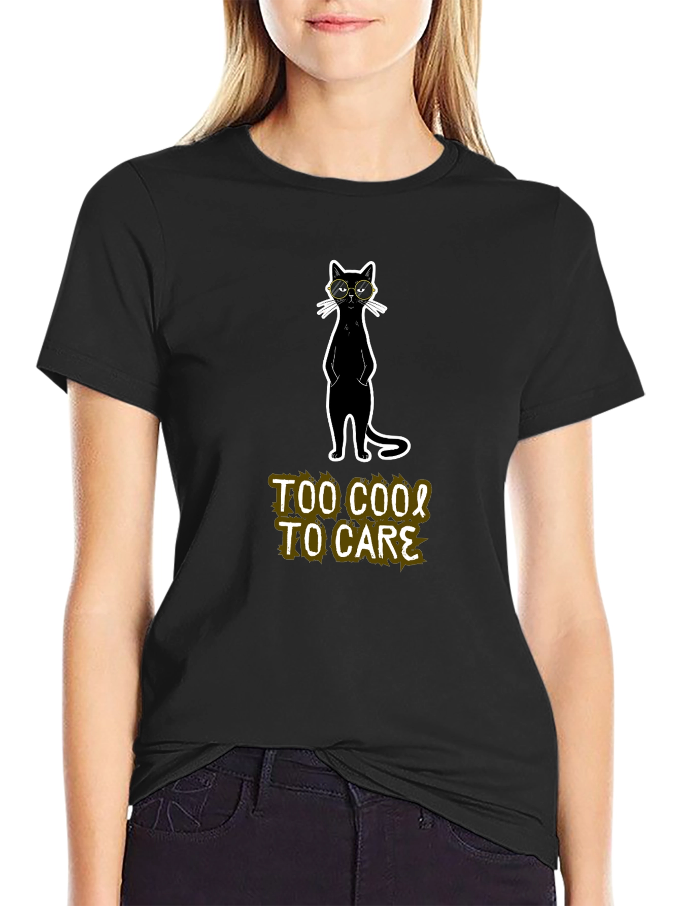 Cool Cat Graphic T-Shirt - Too Cool To Care