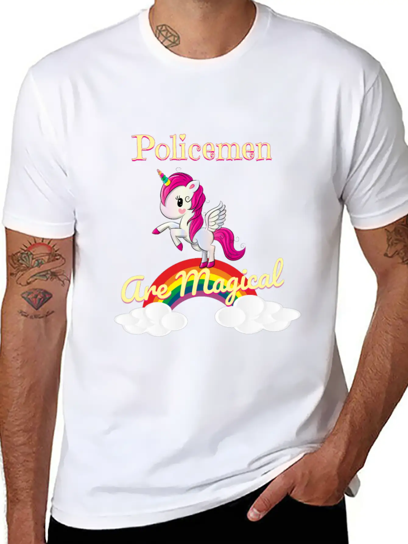 Policemen Are Magical Unisex Short Sleeve Soft Cotton T-Shirt – Casual Everyday Wear