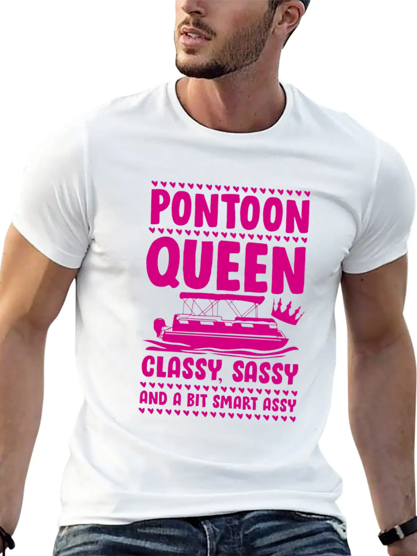 Pontoon Queen Classy Sassy Assy Unisex Short Sleeve Soft Cotton T-Shirt – Casual Everyday Wear