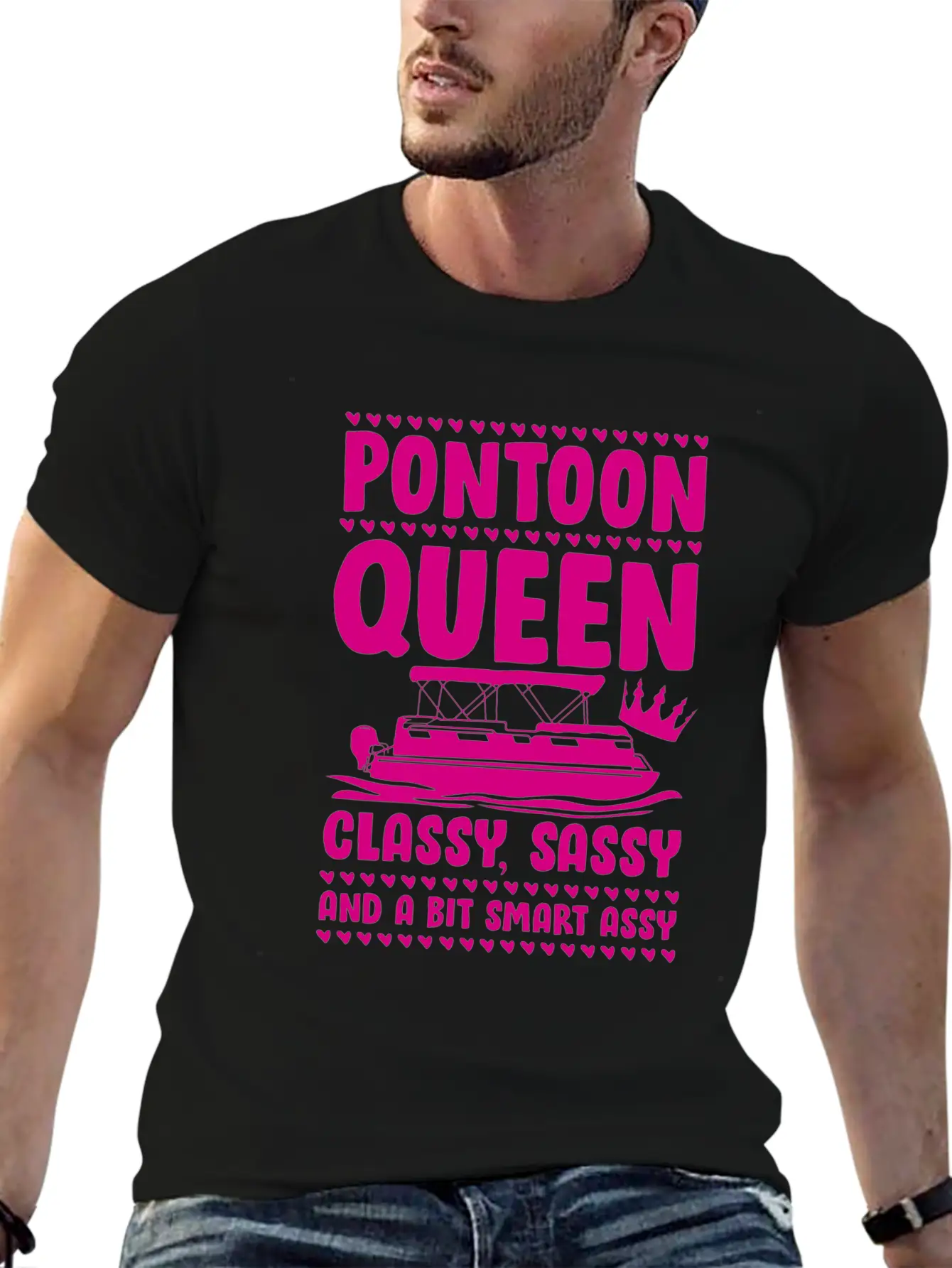 Pontoon Queen Classy Sassy Assy Unisex Short Sleeve Soft Cotton T-Shirt – Casual Everyday Wear