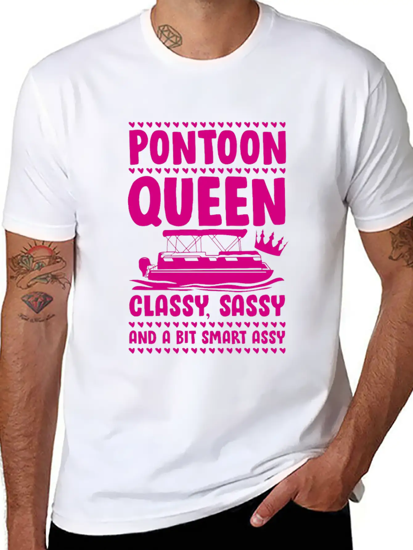 Pontoon Queen Classy Sassy Assy Unisex Short Sleeve Soft Cotton T-Shirt – Casual Everyday Wear