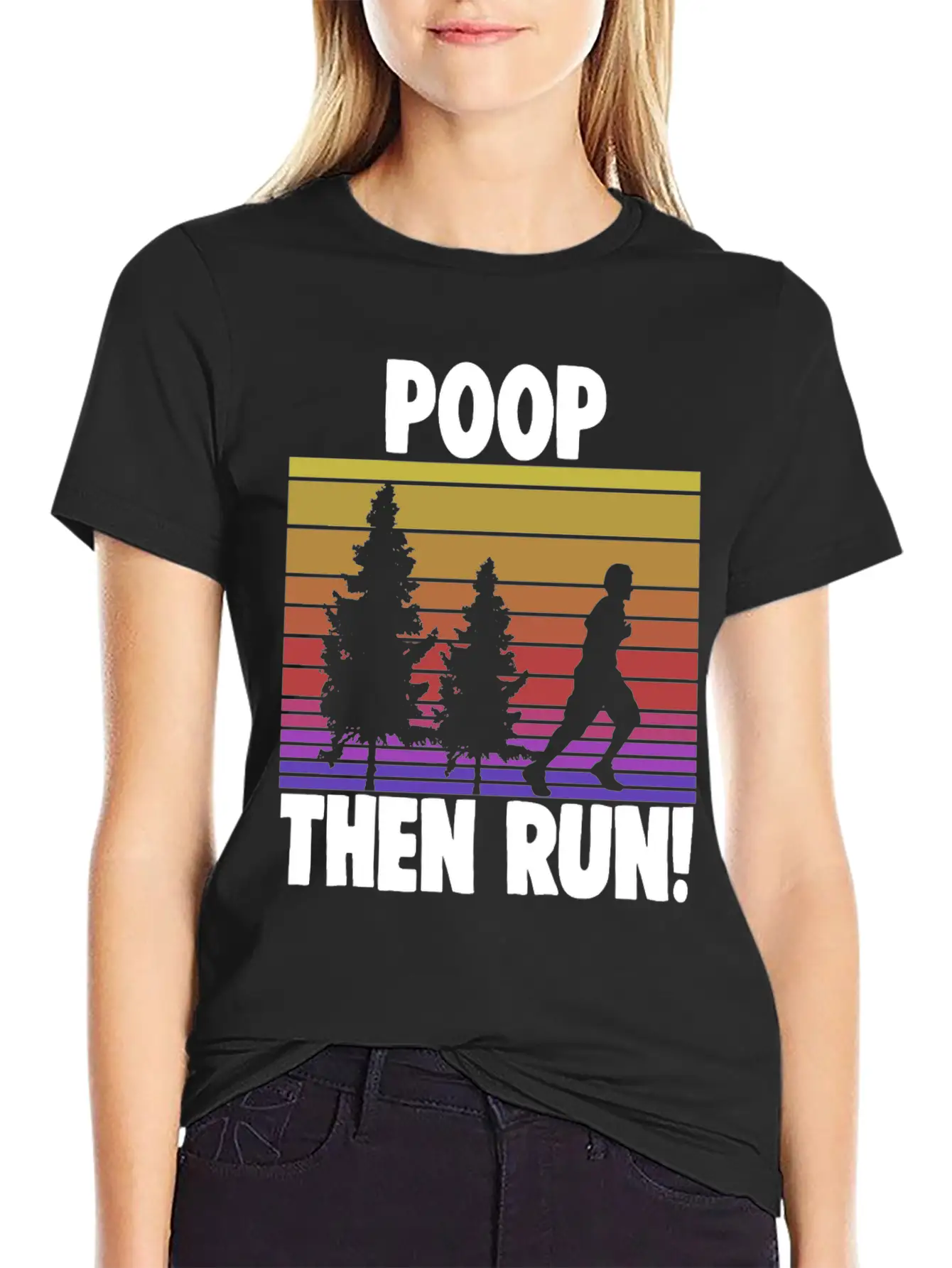 Poop Then Run Comfortable Minimalist Graphic Tee – Summer Style Essential