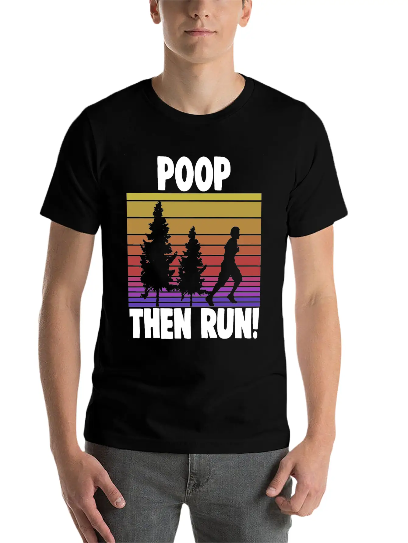 Poop Then Run Comfortable Minimalist Graphic Tee – Summer Style Essential