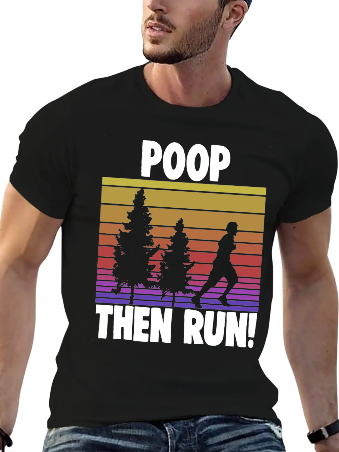 Poop Then Run Comfortable Minimalist Graphic Tee – Summer Style Essential