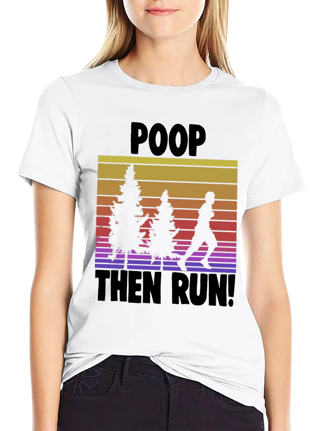 Poop Then Run Comfortable Minimalist Graphic Tee – Summer Style Essential