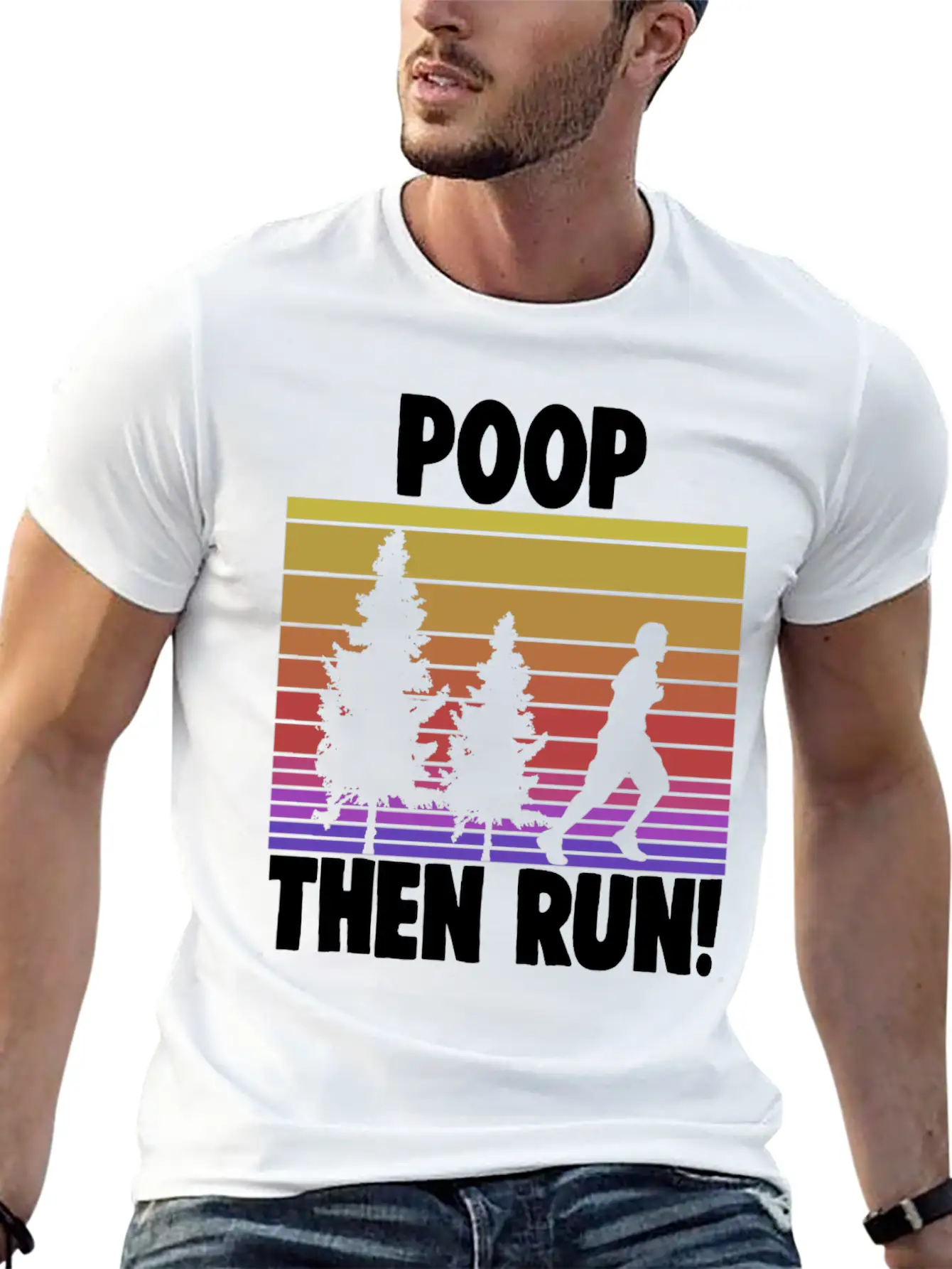 Poop Then Run Comfortable Minimalist Graphic Tee – Summer Style Essential