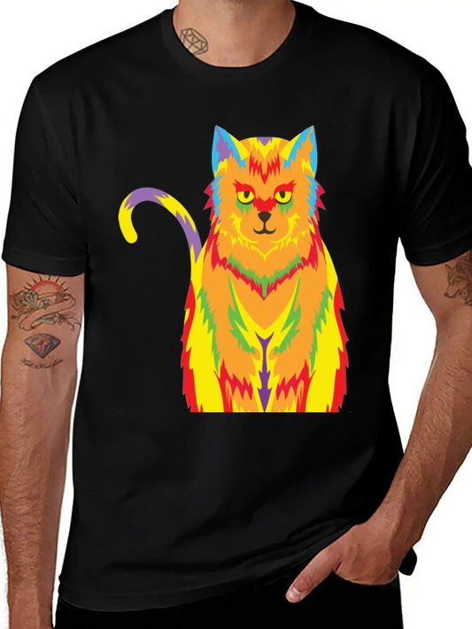 Pop Art Cat Unisex Short Sleeve Soft Cotton T-Shirt – Casual Everyday Wear
