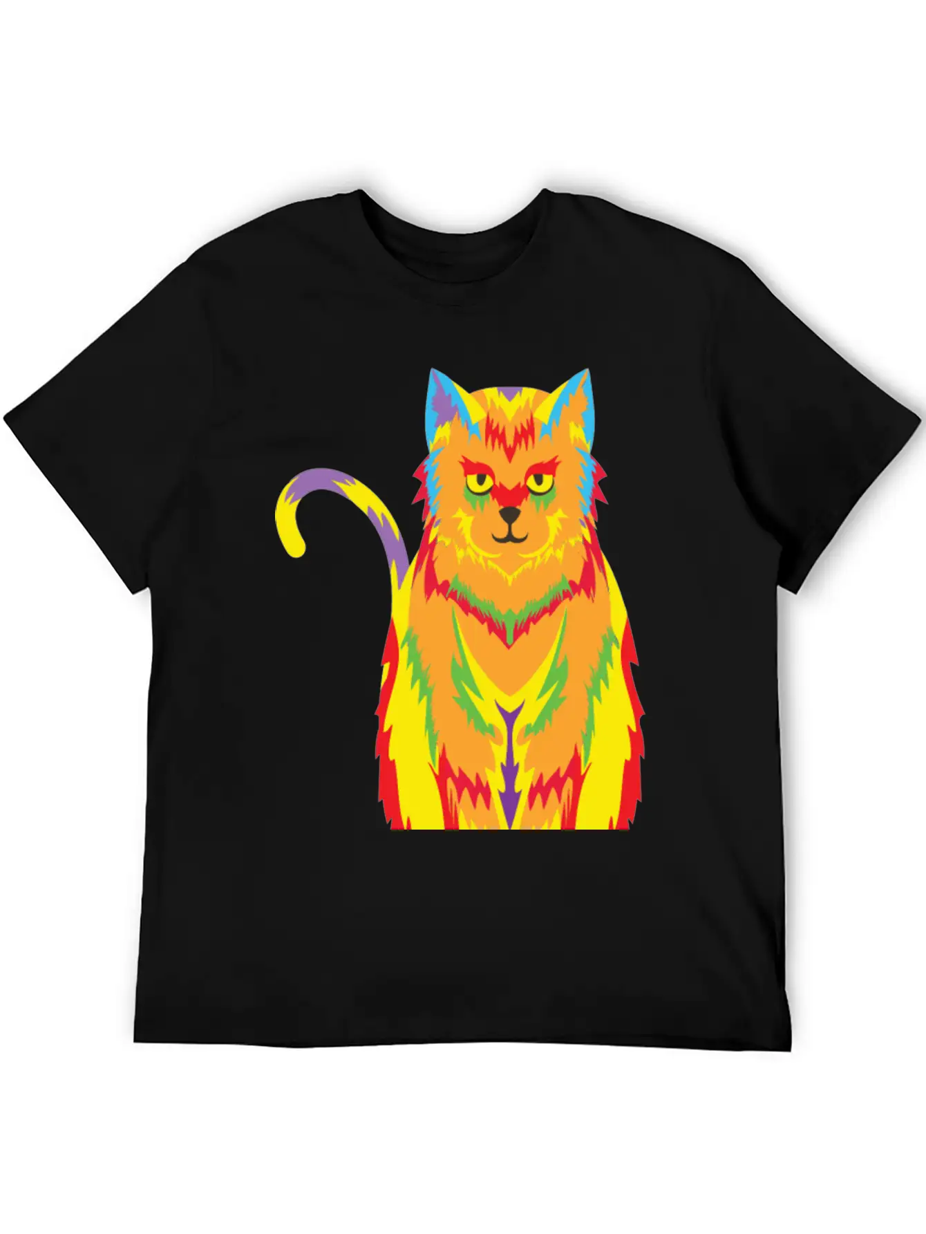 Pop Art Cat Unisex Short Sleeve Soft Cotton T-Shirt – Casual Everyday Wear
