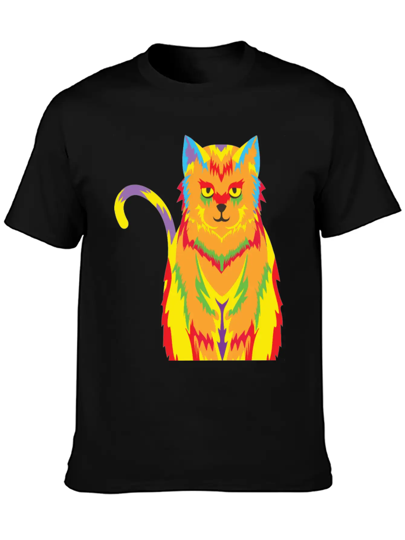 Pop Art Cat Unisex Short Sleeve Soft Cotton T-Shirt – Casual Everyday Wear
