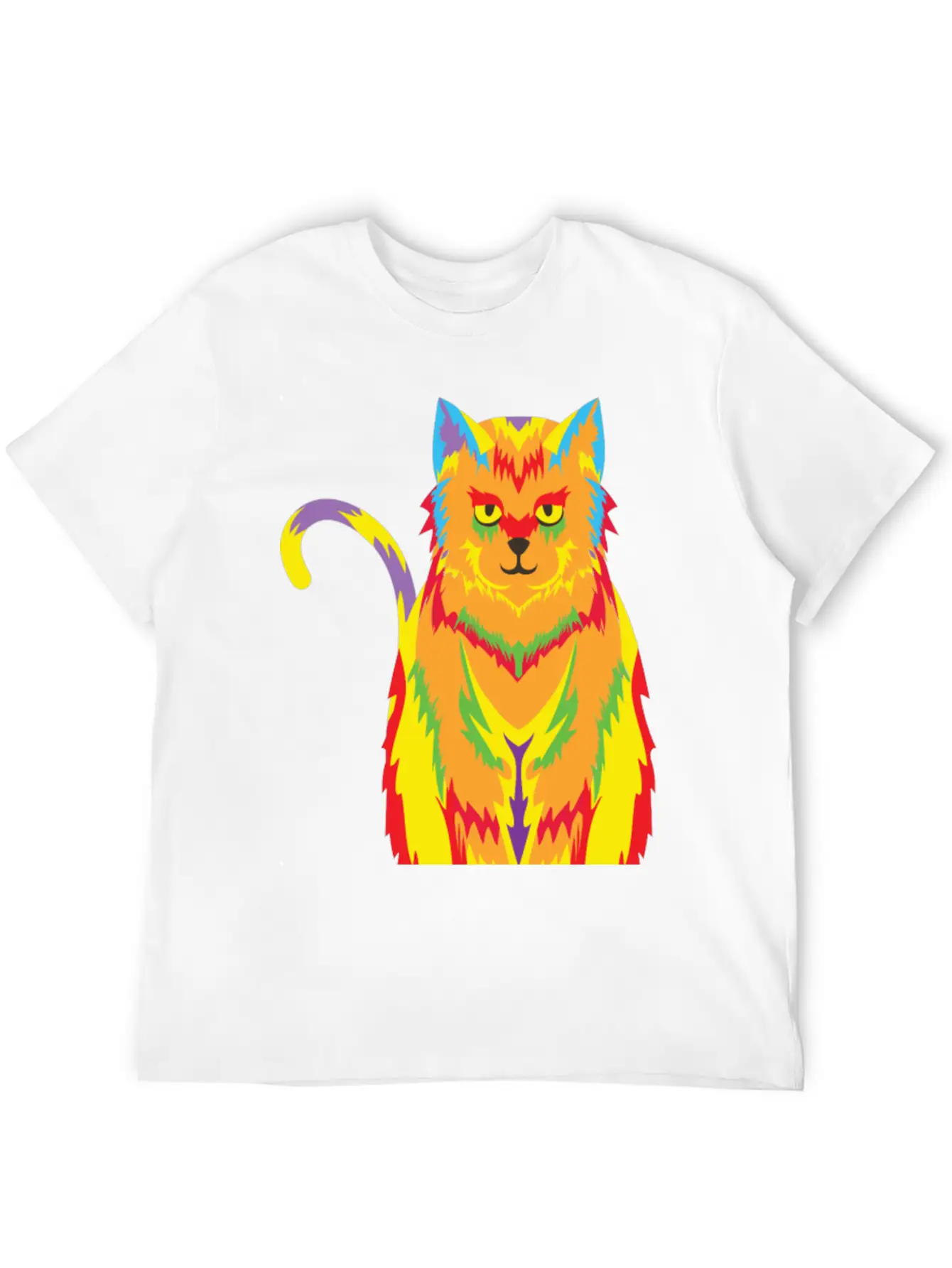 Pop Art Cat Unisex Short Sleeve Soft Cotton T-Shirt – Casual Everyday Wear